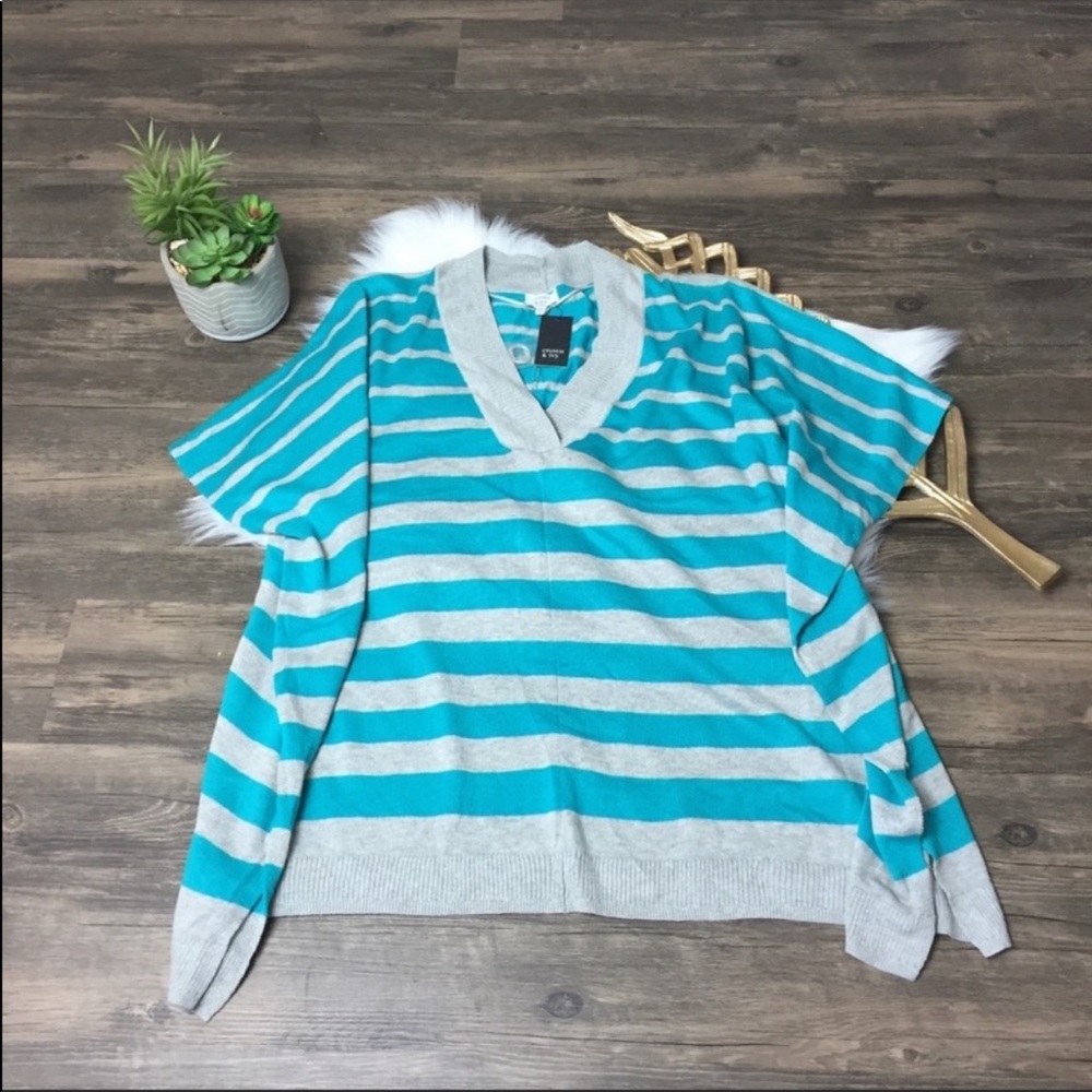 Crown & Ivy Pullover Poncho Blue Gray Sweater